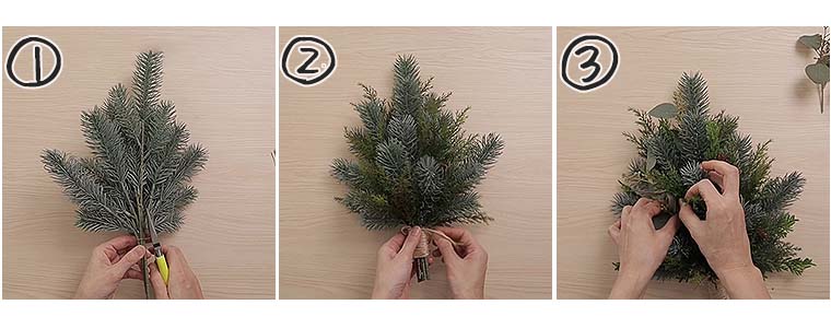 アーティフィシャルフラワー(造花)で作るワンサイド クリスマスツリー