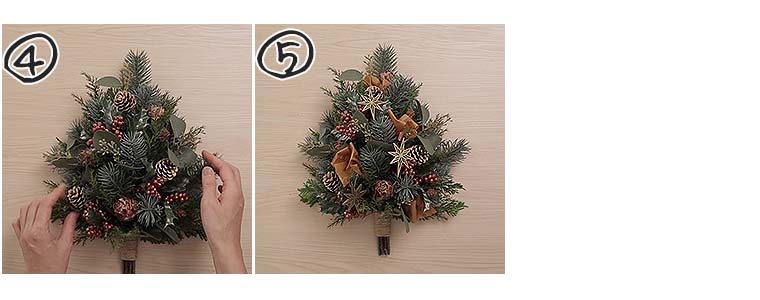 アーティフィシャルフラワー(造花)で作るワンサイド クリスマスツリー