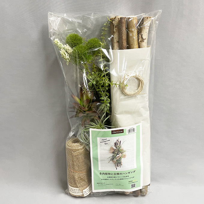マイフラオリジナル ちょこっとキット 多肉植物と白樺のハンギングキット アレンジキット アーティフィシャルフラワー ML038733 キット