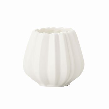 【完売品】クレイ　Pleats　7.5Φ6.5H　ホワイト　花器　ベース　6コ入　陶器　CC366261-100