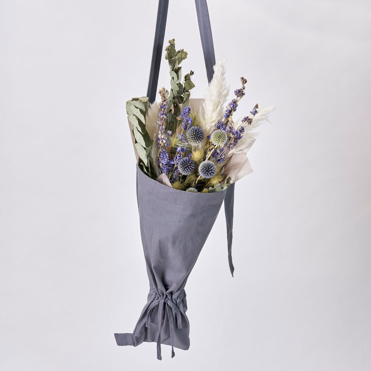 丈が長いお花も入る コットンツイルの2WAYフラワーバッグ　グレー　アレンジバッグ　エコバッグ　布製　SI304931-0GY