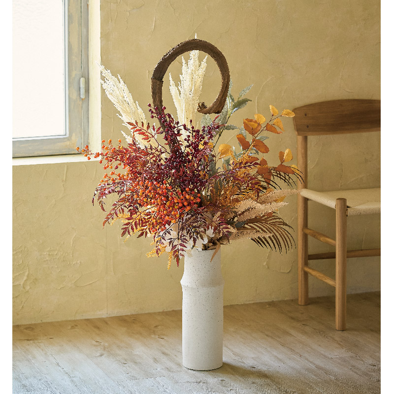 MAGIQ　シルバーベイリーフ ブランチ　シルバーグリーン　アーティフィシャルフラワー　造花　FG001146　花葉付き枝もの