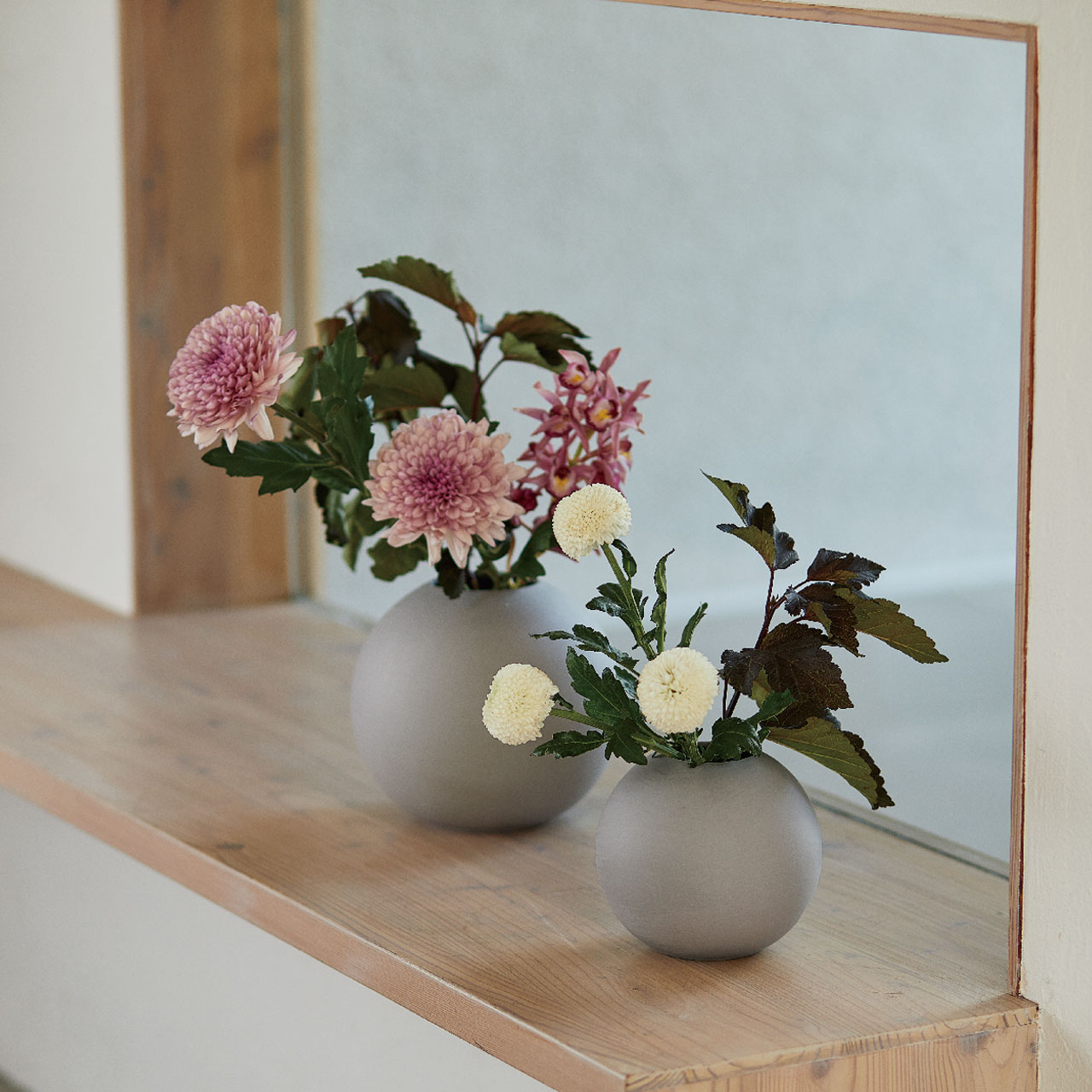 【完売品】SEVA　ポム18　ライトグレー　花瓶　花器　陶器　GW000421-015