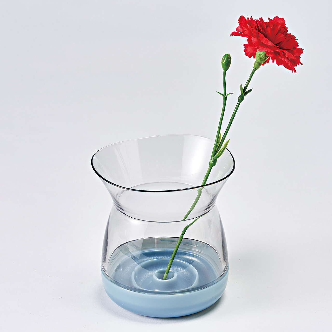 Plakira flowers　くびれ　クリアグレー×ブルー　花瓶　一輪挿し　花器　プラスチック　AD0PF103-CGB