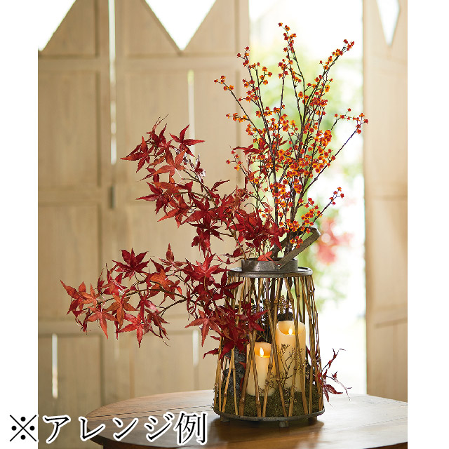秋のフラワー 紅葉　柿　栗　造花　アーティフィシャルフラワー 花瓶付き
