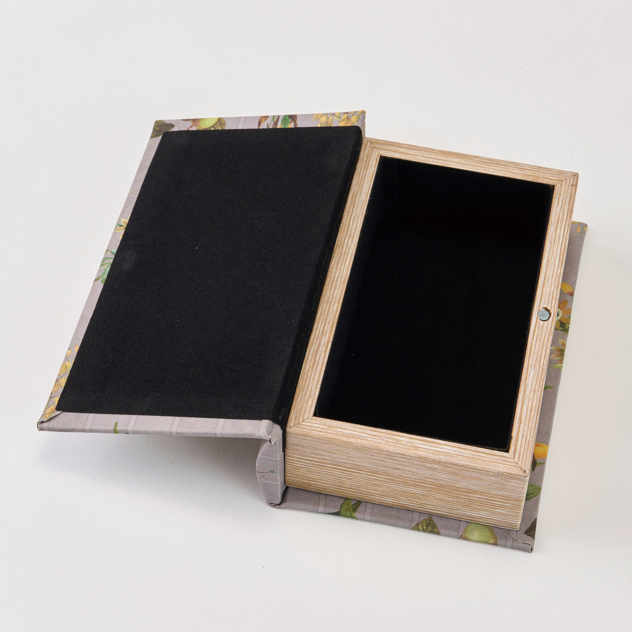ブックボックスS　ライラック／フラワー　本型ケース　置物　デコレーション素材　XY000010-050