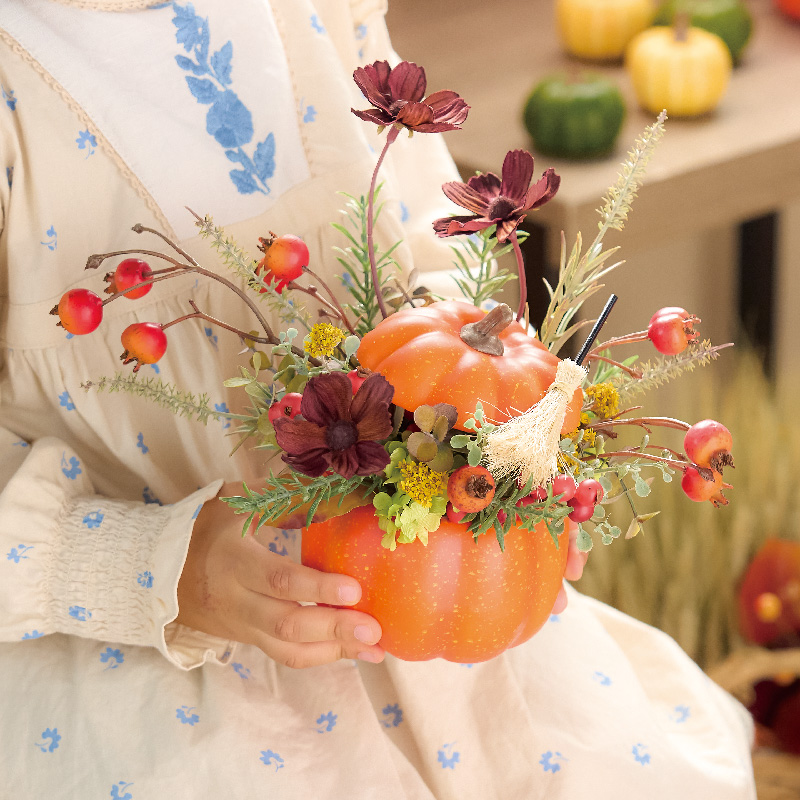 MAGIQ　ウォームローズヒップ　オレンジ／レッド　アーティフィシャルフラワー　造花　実もの　ベリー　FM000365-003