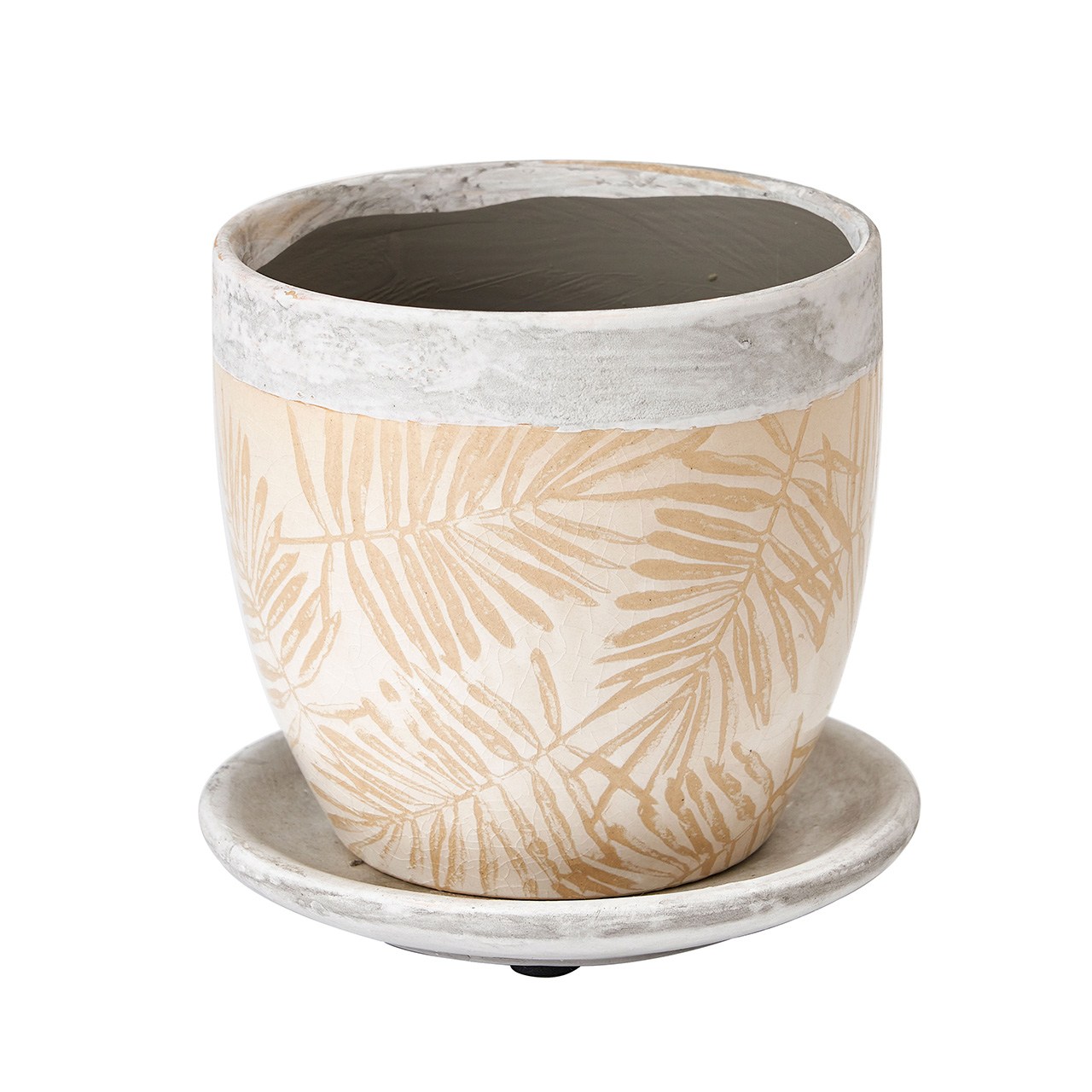 ブラウンリーフ Pot＆Saucer　花器　ベース　陶器　CT0CTQ74