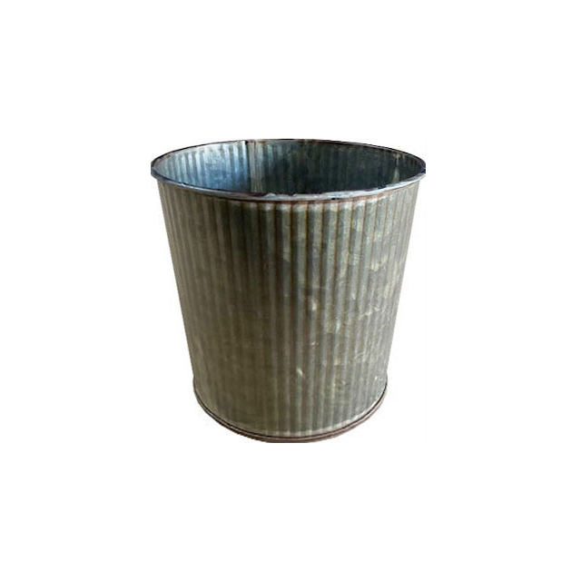 ストライプ・大　アンティークブラック　花器　鉢カバー　ND045012　ブリキ