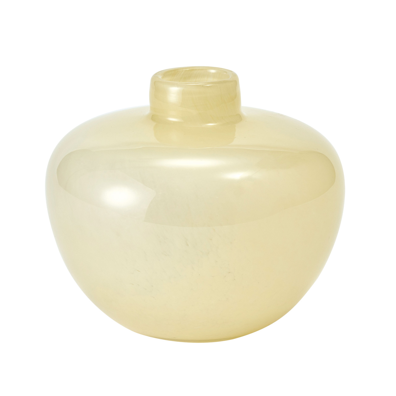 ミルキーガラス　フラワーベース　ワイド　クリーム　花瓶　花器　ベース　ガラス　SI108029-0CR