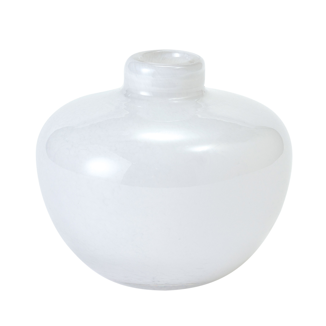 ミルキーガラス　フラワーベース　ワイド　ホワイト　花瓶　花器　ベース　ガラス　SI108029-0WH