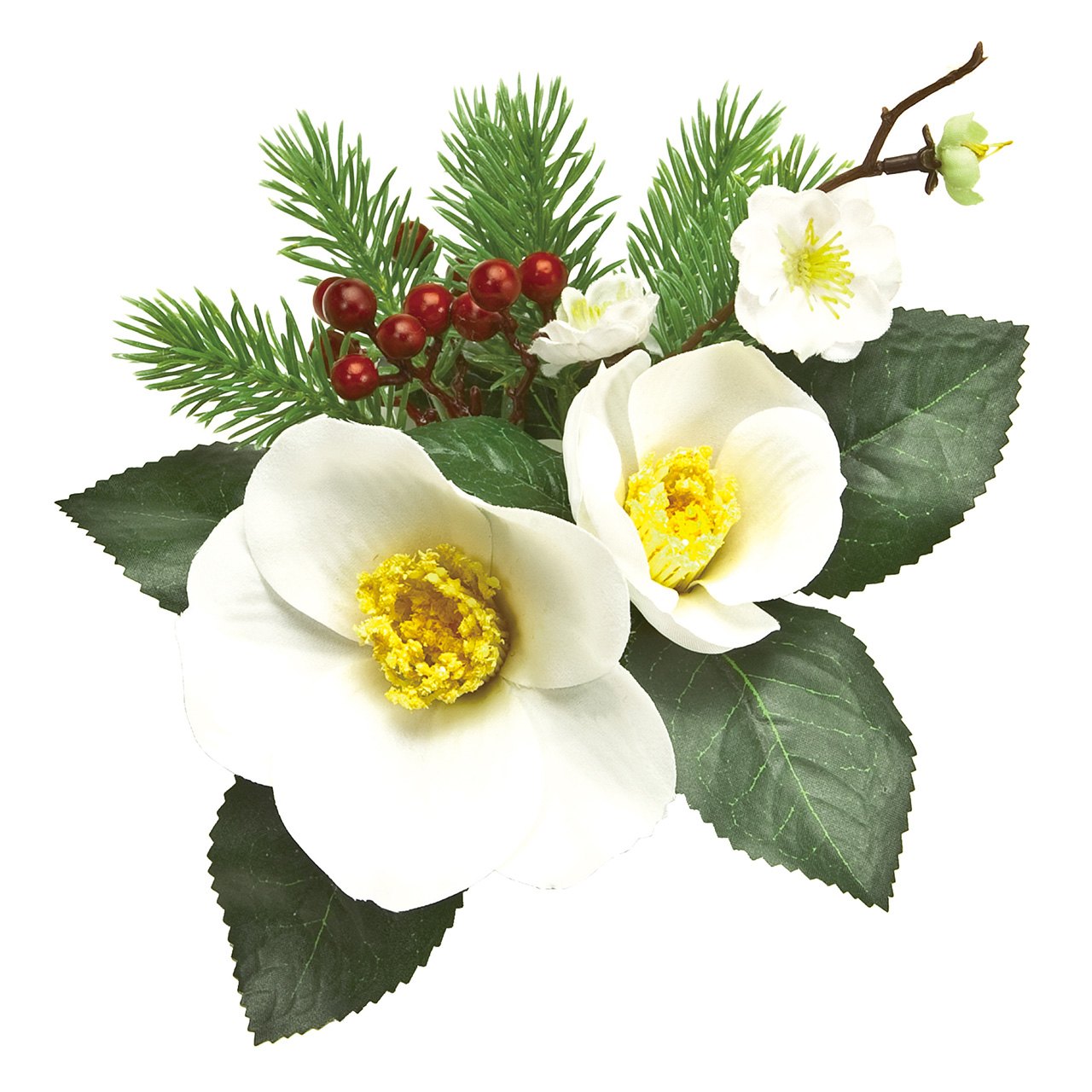 MAGIQ　華やぎ椿リース　ホワイト　アーティフィシャルフラワー　造花　お正月　FJ004370-001　椿