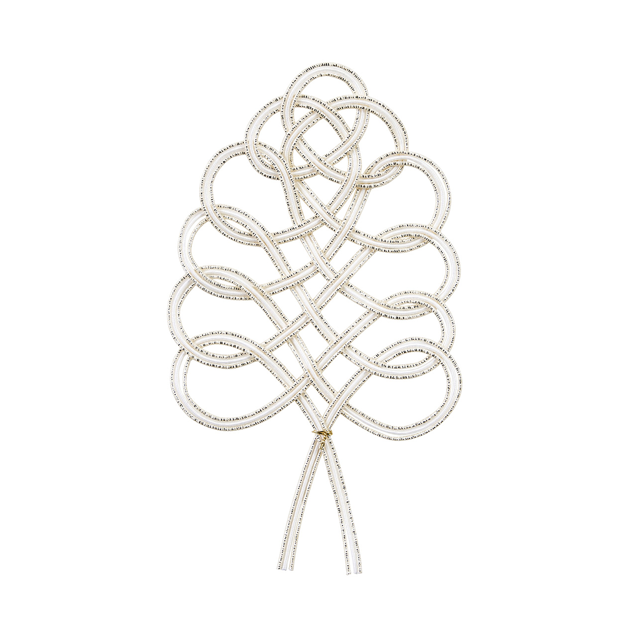 木の葉結びパーツ　白銀　デコレーション素材　2コ入　水引飾り　MH000040-001【スペシャルプライス】