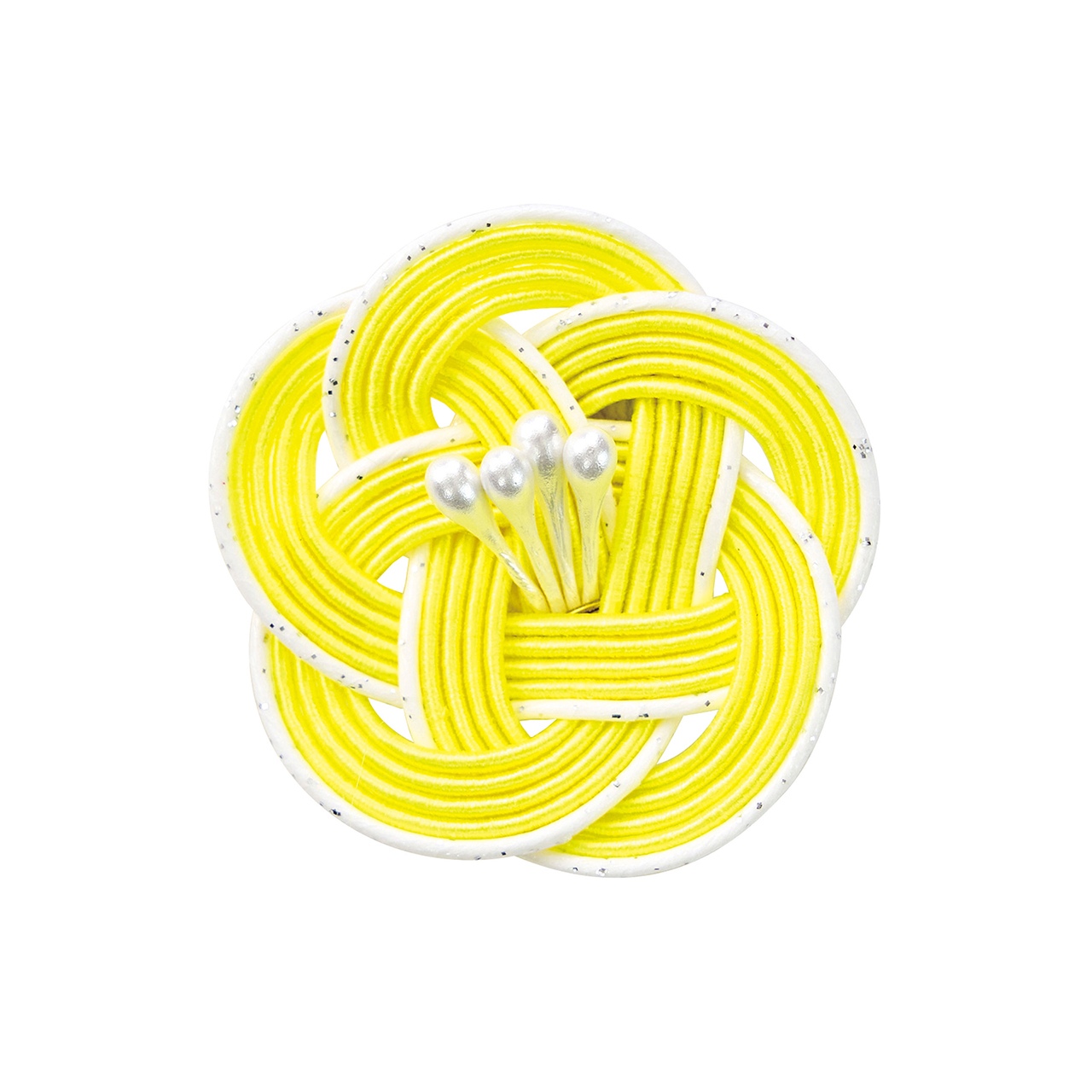ペップ付き梅結び　黄色　水引飾り　4コ入　デコレーション素材　MH000572-004【スペシャルプライス】