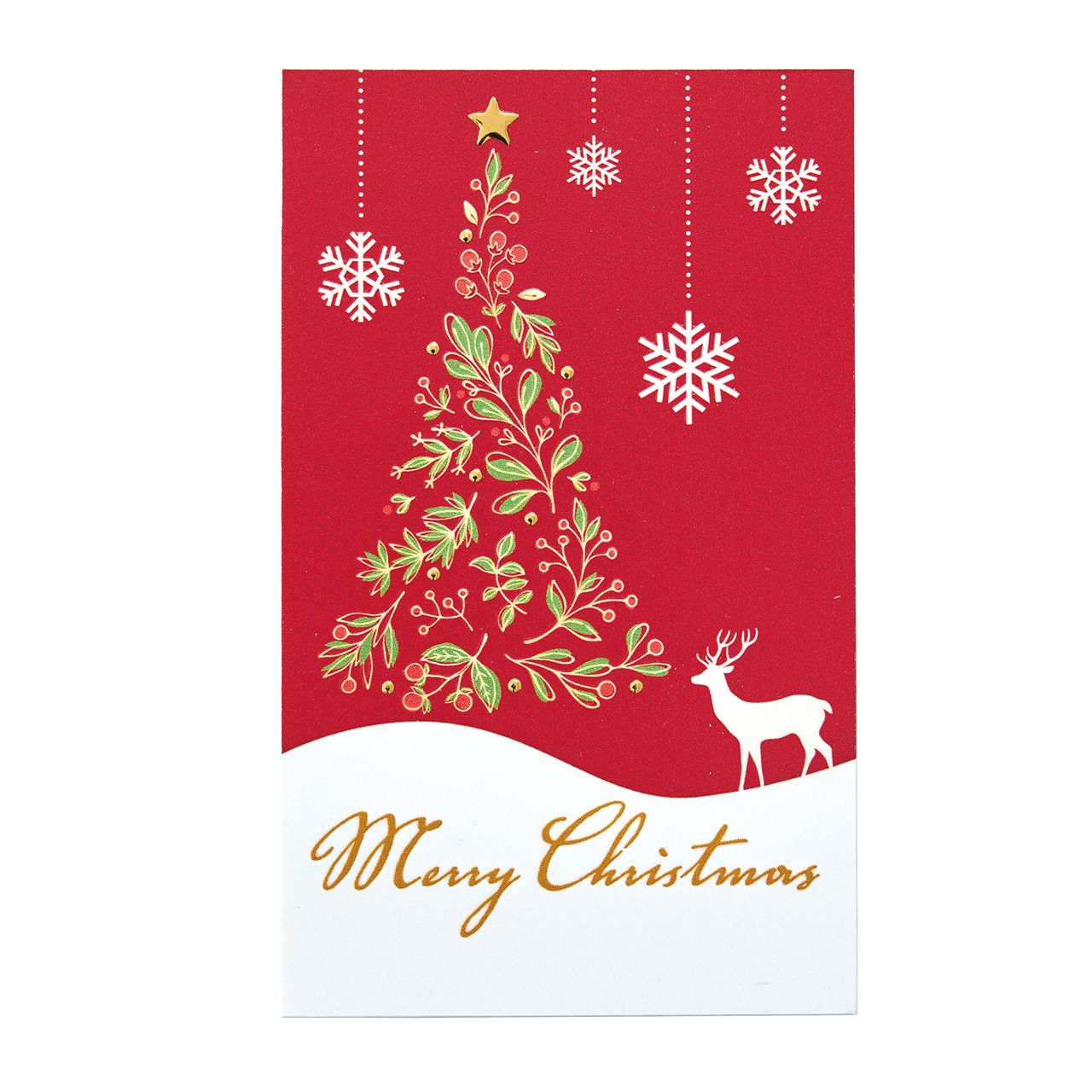 箔艶クリスマスカード　レッド／ツリー　ラッピング　6枚入　カード　XO000120-003