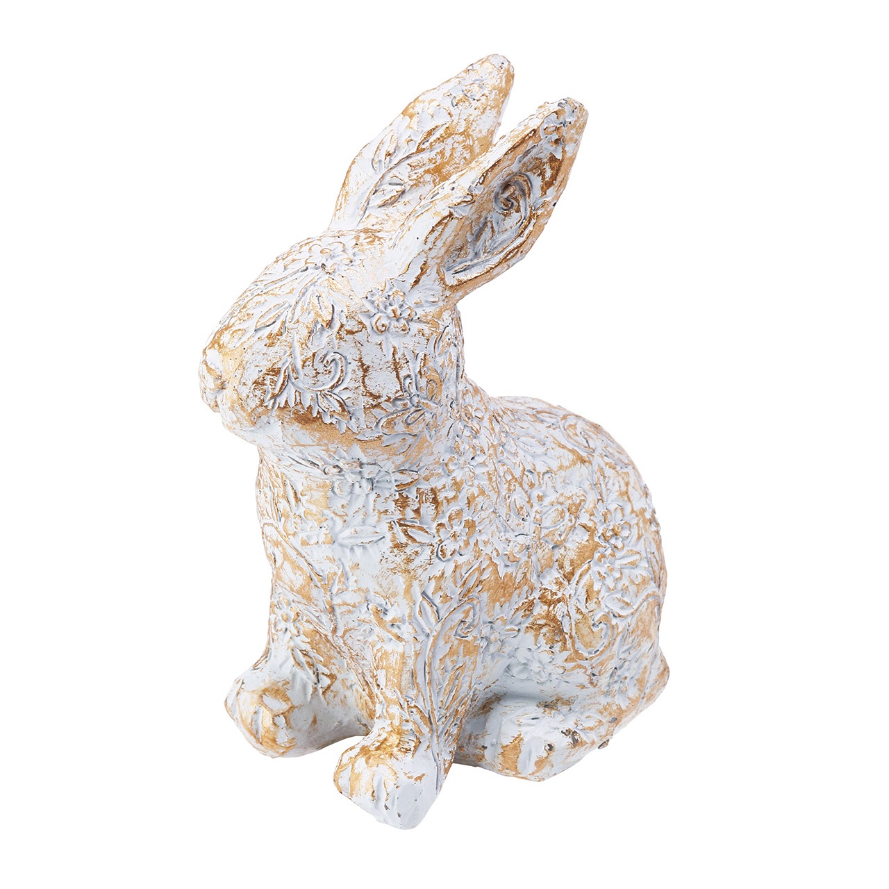 【完売品】アンティークラビット　ホワイト／ゴールドブラッシュ　ウサギの置物　オブジェ　デコレーション素材　ZE000600-001