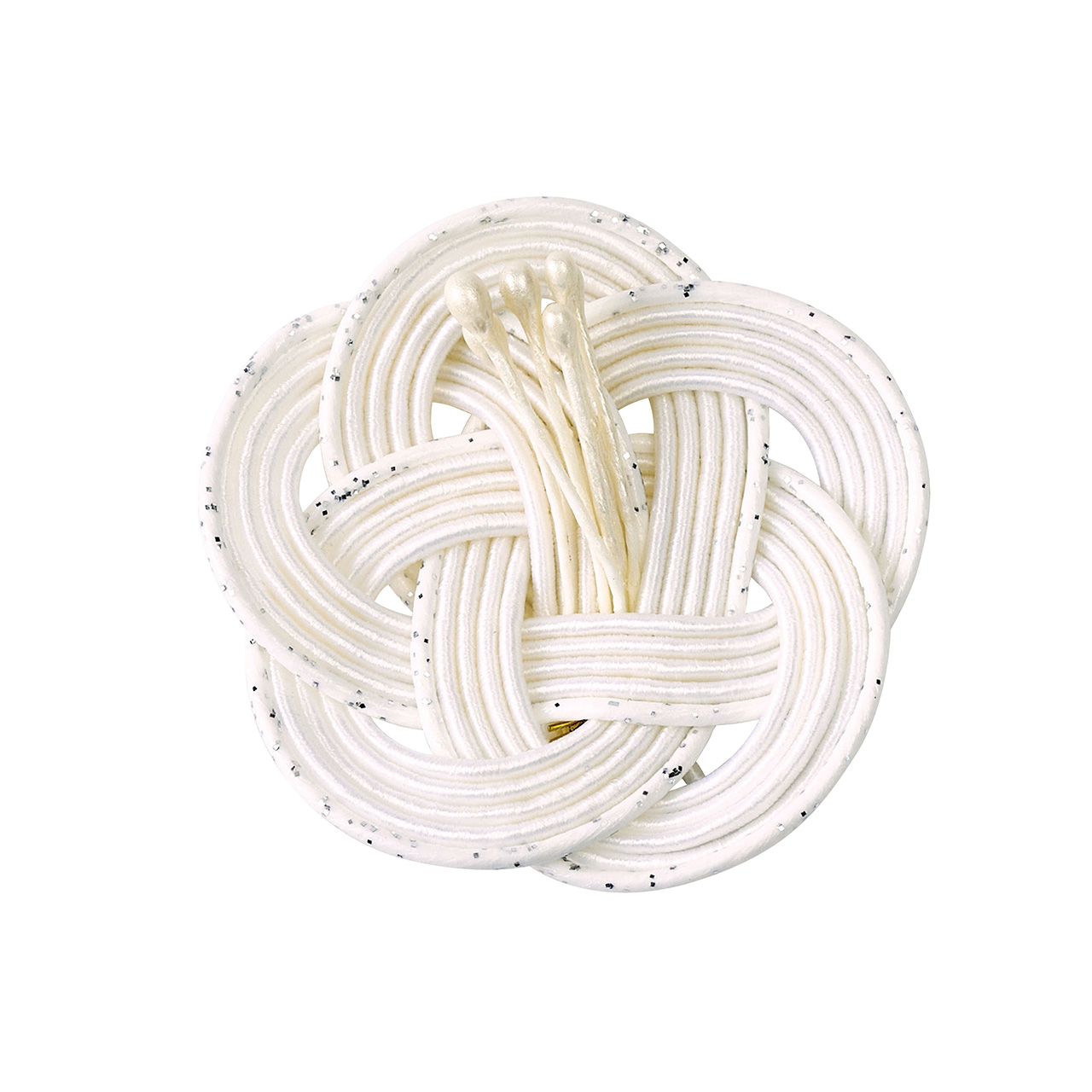 ペップ付き梅結び　白　水引飾り　4コ入　デコレーション素材　パーツ　MH000572-001