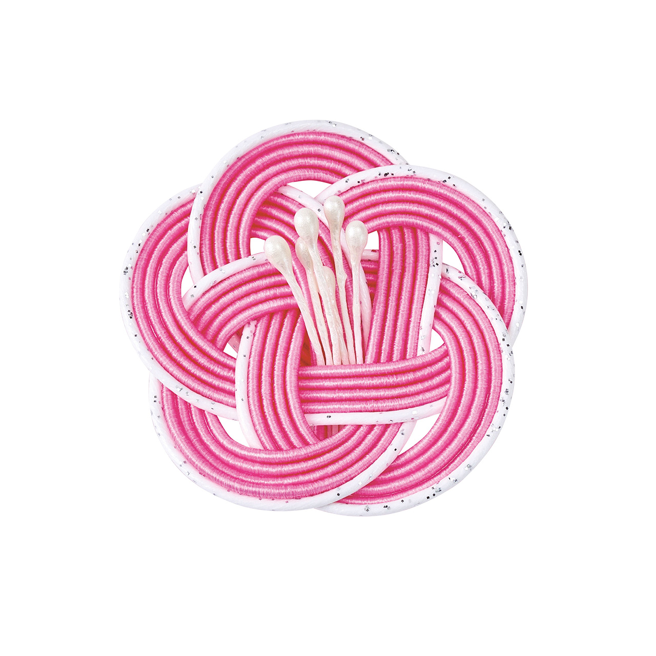 ペップ付き梅結び　ピンク　水引飾り　4コ入　デコレーション素材　パーツ　MH000572-002