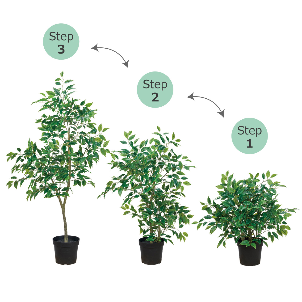 MAGIQ　ファイカスポット3WAY　1鉢　観葉植物　組み立て式・3スタイルチェンジ　インテリアグリーン　フェイクグリーン　FG000777