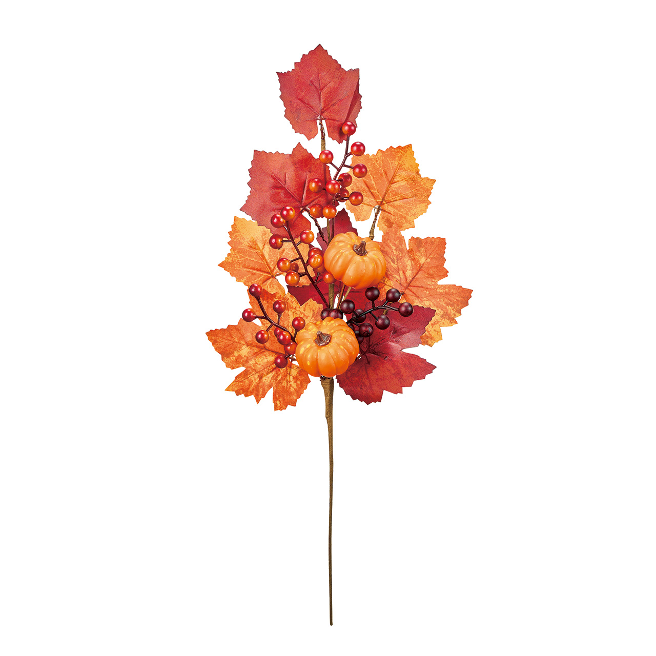 オータムパンプキンスプレー　オレンジ　アーティフィシャルフラワー　造花　実付き枝もの　HW001021
