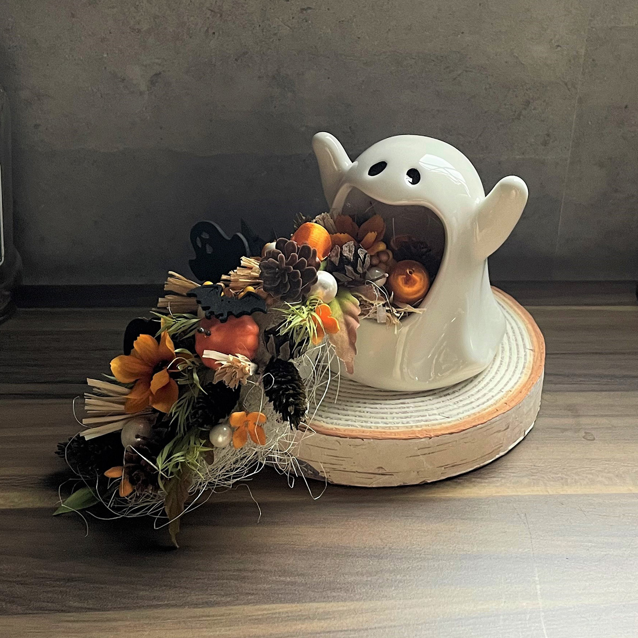 【完売品】マイフラ・flentオリジナル　flentワークショップキット　ハロウィンおばけアレンジキット　アレンジキット　アーティフィシャルフラワー　造花　ML042198　キット