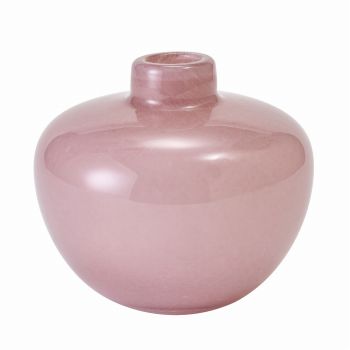 ミルキーガラス　フラワーベース　ワイド　ピンク　花瓶　花器　ベース　ガラス　SI108029-0PK