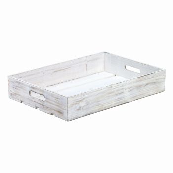 木製プランターラック　白　ホワイト　花器　ベース　ナチュラル素材　トレー　かご　KA739038-00W