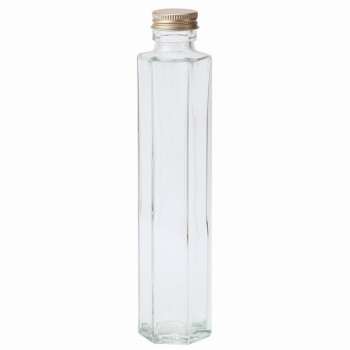 花器　細口ガラス瓶　六角型　ネジ栓付き　GG020604　ガラス