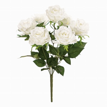 MAGIQ　グレースローズブッシュ　ホワイト　アーティフィシャルフラワー　造花　FM001275-001　ローズ　バラ