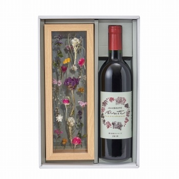Sense of Nature　お酒と花のギフトセット　日本ワイン　信州朝日村 風の花ワイン コンコード＆ドライフラワーフレーム　ML000100