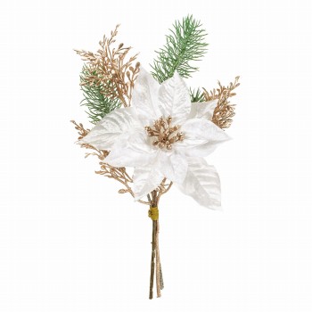 MAGIQ　キャロルポインセチアバンドル　ホワイト　アーティフィシャルフラワー　造花　クリスマス　FX001504-001