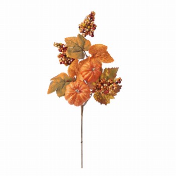 ナチュラルパンプキンブランチ　アーティフィシャルフラワー　造花　枝もの　ハロウィン　HW001018