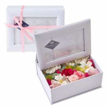東京堂オリジナル　花箱（はなばこ）　ピンク　リボンラッピングアレンジメント　1コ　ML0Z5250-002　フューネラルアレンジ　供花