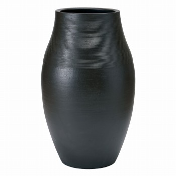 黒釉大楽花壺　大型花器　ベース　陶器　YK902027