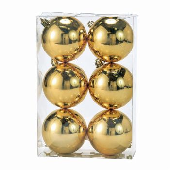 シャイニーボール80　ゴールド　クリスマスオーナメント　6コ入　ボールオーナメント　デコレーション素材　XB005900-018
