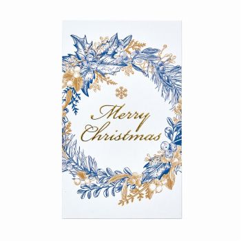 箔艶クリスマスカード　ブルー／リース　ラッピング　6枚入　カード　XO000120-005