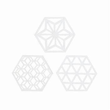 六角紋様プレート　白（柄アソート）　デコレーション素材　6コ入　オーナメント　置物　ZE000630-001