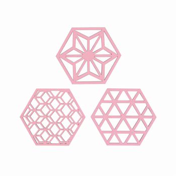 六角紋様プレート　ピンク（柄アソート）　デコレーション素材　6コ入　オーナメント　置物　ZE000630-002
