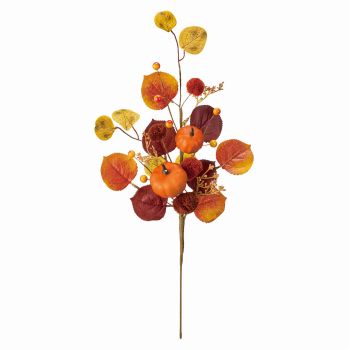 オータムパンプキンスプレー　オレンジ　アーティフィシャルフラワー　造花　実付き枝もの　HW005690