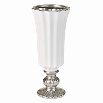 ルミエ　ホワイトシルバー　花器　ベース　陶器　CX001201
