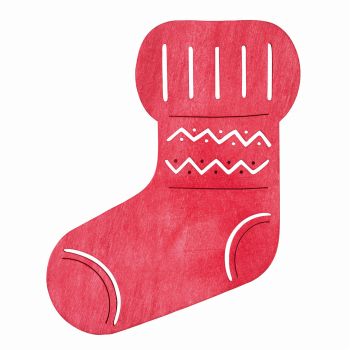 サンタソックスプレート　レッド　2コ入　デコレーション素材　デコレーションパーツ　ウッドプレート　クリスマス　靴下　XO001082-003