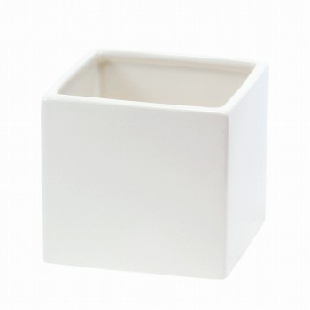 クレイ　カラーベースキューブ M　シャイニーホワイト　花器　4コ入　陶器　CC144777-100