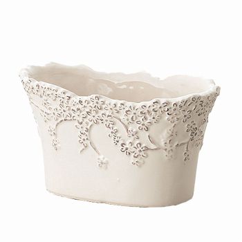 クレイ　フラワーラインオーバルS　ホワイト　花器　ベース　陶器　CC120566-100