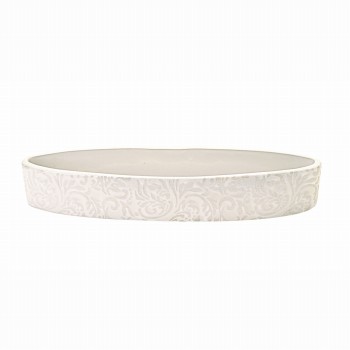クレイ　ジャパネスク　オーバル M　ホワイト　花器　陶器　CC170022-100